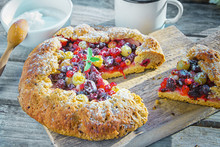 Summer Crostata Or Galette Pie With Fresh Garden Berries