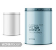 Round glossy tin can template with sample design.