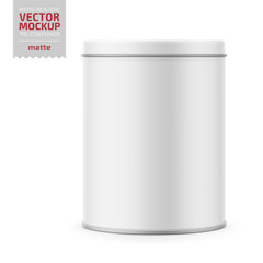 Wall Mural - Round matte tin can with lid mockup.