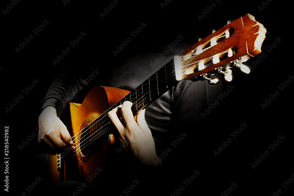 Acoustic guitar player. Classical guitarist - obrazy, fototapety, plakaty 
