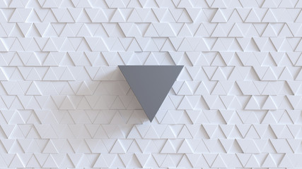 Poster - triangular geometric background. abstract structure of lots of different height triangles and one bi