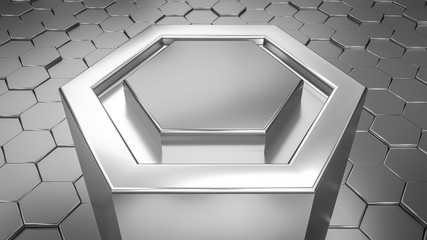 Poster - abstract hexagonal geometric background. structure of lots metal hexagons with one big hex in center