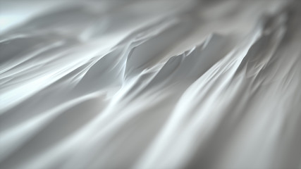 Fototapete - Abstract landscape. Snowy sharp mountains with depth of field effect. Blurred surface similar to fabric folds. Minimalistic background. 3d rendering