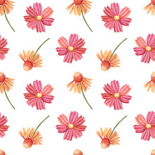 Vintage Coneflower Pattern Backdrop Free Stock Photo - Public Domain