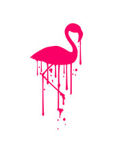 Stempel Graffiti Tropfen Muster Reihe Silhouette Umriss Flamingo Clipart Comic Cartoon Vogel Pink Süß Niedlich