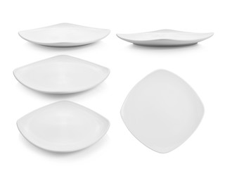 set of plate on white background