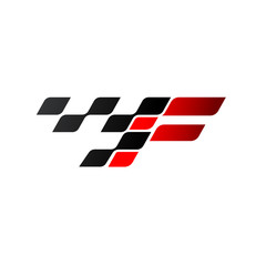 Sticker - Letter F with racing flag logo