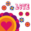 love flowers love heart bohemian hippie free spirit vector illustration