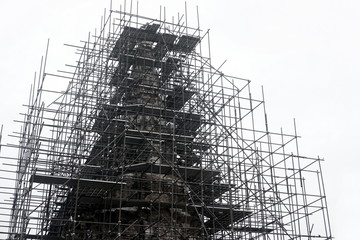 scaffolding for construction workers working