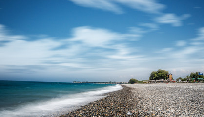 Wall Mural - Ocean beach on the Crete long explosure