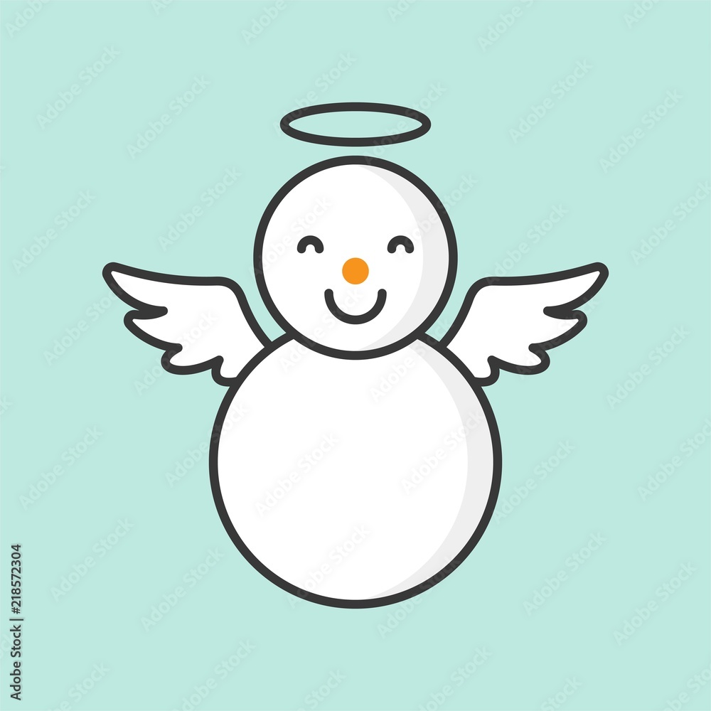 snowman with angel ring and wings, filled outline icon for Christmas theme  Stock Vector | Adobe Stock, image size:1000x1000