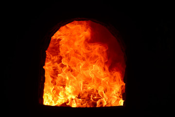 Flame in the incinerator