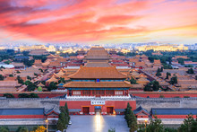 Ancient Royal Palaces Of The Forbidden City In Beijing,China
