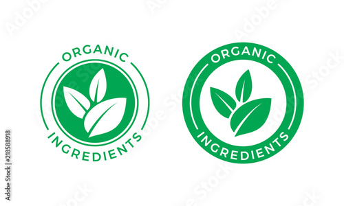 Cuadros en Lienzo Organic ingredients green leaf vector label icon