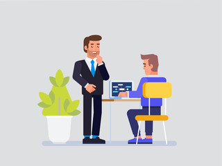 Poster - manager of project and it-specialist working together