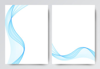 Canvas Print - Front and back dynamic wavy flyer template design. Abstract template with blue lines in light style.