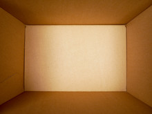 Texture Background Brown Paper Box , Empty Open Rectangular Cardboard Box