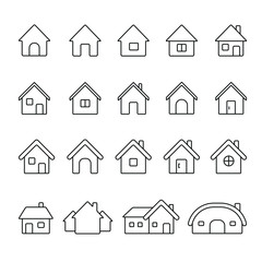 House related icons: thin vector icon set, black and white kit