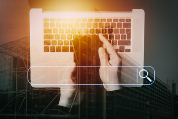 Aufkleber - Searching Browsing Internet Data Information Networking Concept with blank search bar.businessman working with mobile phone.