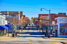 Main Street In Downtown Gaffney, South Carolina, SC, USA