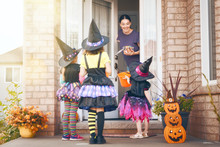 Family Celebrating Halloween