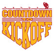 Football - Countdown to Kickoff is an illustration of a football on a kicking tee with a 5, 4, 3, 2, 1 countdown with text that says Countdown to Kickoff representing the start of the game.