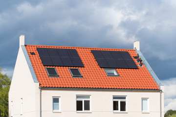 Sticker - houses with solar panels on the roof