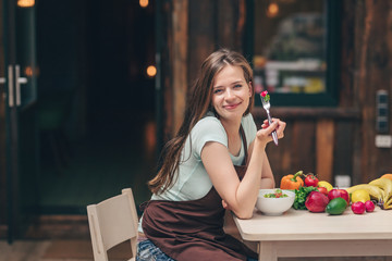 Young girl eating