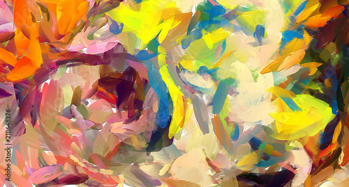 Oil painting abstract background in fashion impressionism style. Hand drawn p...