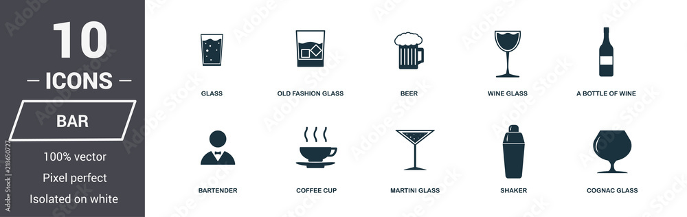 Bar icon set. Premium quality symbol collection. Bar icon set simple ...
