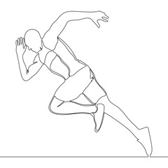 Wall Mural - Continuous one line drawing of athlete running