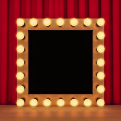 Wall Mural - Template of retro toilet mirror with light bulbs. 3D rendering