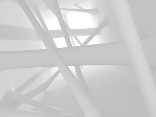 Aufkleber - Abstract of futuristic architectural structure with sun light cast the shadow on wall and floor,White smooth design space. 3D rendering