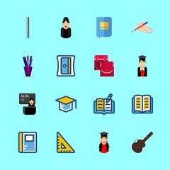 school icons set. modern, new graduate, business and note graphic works