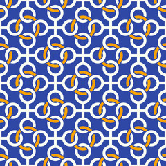 Fototapete - Seamless pattern with a pattern of connected rings. Continuous chain of shapes.