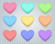 Candy Sweet Hearts. Love Sweetheart Conversation Valentines Candies Isolated On Transparent Background