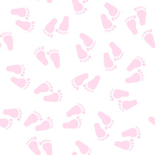 Seamless Pattern With Baby Footprint, Background, Texture. Vector Illustration.