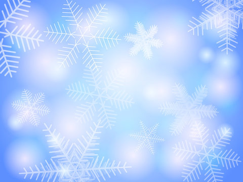 Snowflakes on blue background. Clipping mask. Vector illustration