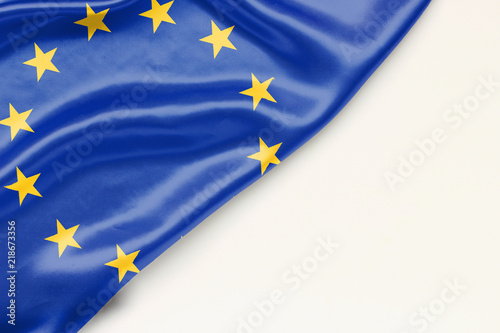 Foto Flag of the European Union: white background and place for text