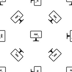 Poster - Print word on a computer monitor pattern repeat seamless in black color for any design. Vector geometric illustration
