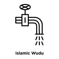 Wall Mural - Islamic Wudu icon vector isolated on white background, Islamic Wudu sign , thin line design elements in outline style