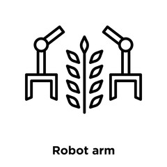 Wall Mural - Robot arm icon vector isolated on white background, Robot arm sign , thin line design elements in outline style