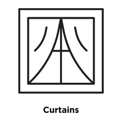 Poster - Curtains icon vector isolated on white background, Curtains sign , thin line design elements in outline style