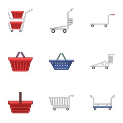 Poster - Dolly icons set. Cartoon set of 9 dolly vector icons for web isolated on white background