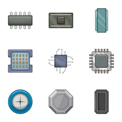 Poster - Microprocessor chip icons set. Cartoon set of 9 microprocessor chip vector icons for web isolated on white background