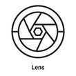 Lens icon vector isolated on white background, Lens sign , line or linear symbol and sign design in outline style