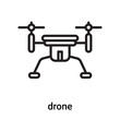 drone icon vector isolated on white background, drone sign , line or linear symbol and sign design in outline style