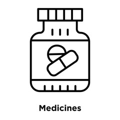 Wall Mural - Medicines icon vector isolated on white background, Medicines sign , thin line design elements in outline style