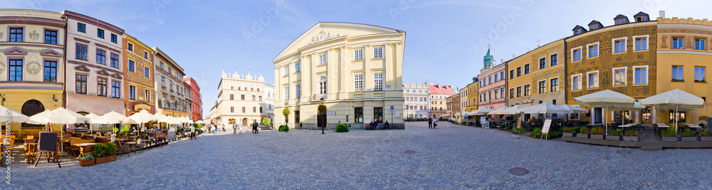 Town square of Lublin, Poland - obrazy, fototapety, plakaty 