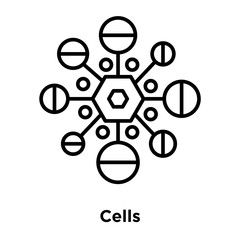 Sticker - Cells icon vector isolated on white background, Cells sign , thin line design elements in outline style
